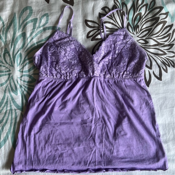 Lavender Lace-Trim Cami Women’s Tank Top, Size Small - Picture 3 of 15